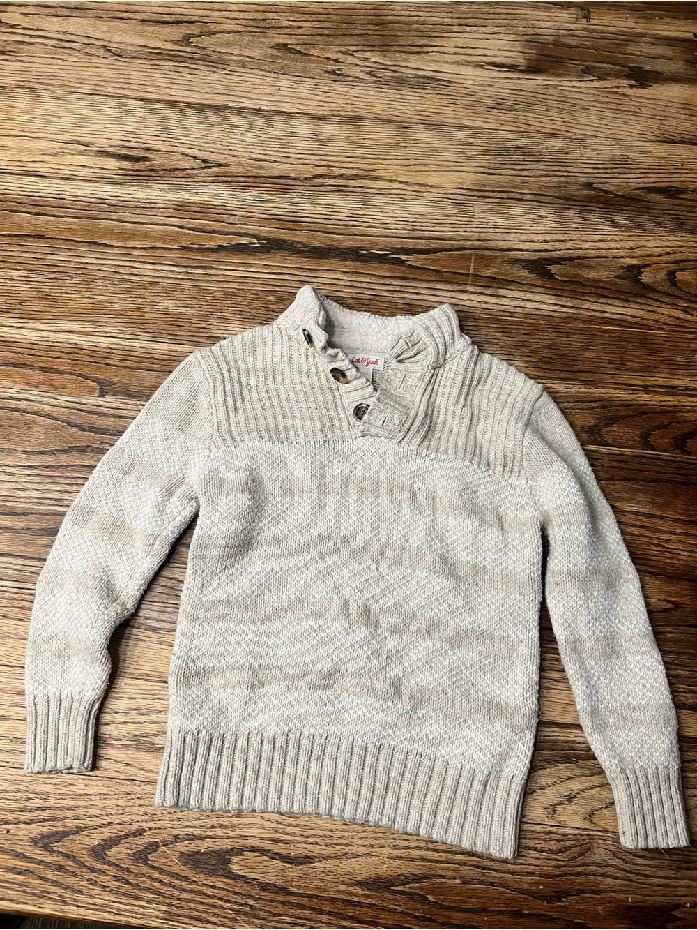 Cat & Jack Cream Button-Neck kids Sweater